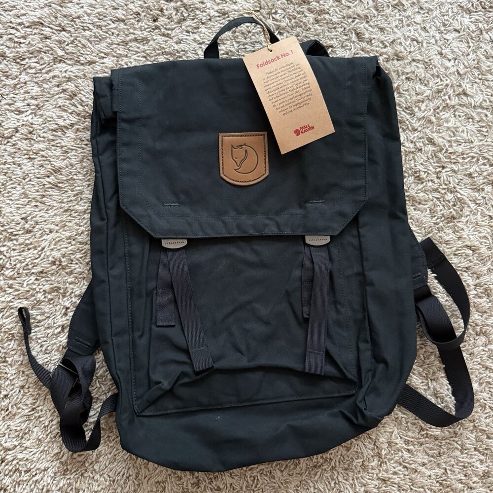NWT Fjallraven Foldsack No. 1 Backpack - Black - G-1000 - 24210